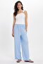 Women's Relax Fit Comfortable Cut Blue Trousers with Elastic Waist - 7