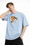 Rs - Bear Printed Oversize T-Shirt Light Blue - 3