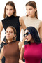 Women's Black Cream Bitter Brown Burgundy 4-Piece Sleeveless Bodysuit