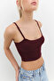 Square Neck Thin Strap Basic Crop Top