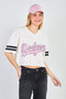 Women's V-Neck Front and Back Printed T-Shirt - Ecru - 4