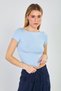 Women's Boat Neck Short Sleeve T-Shirt - Baby Blue - 3