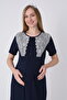 Polka Dot Lace Detailed Maternity Dressing Gown and Nightgown Set - Cotton Blend Maternity Set - 7