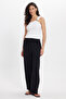 Women's Relax Fit Comfortable Cut Black Trousers with Elastic Waist - 7