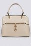 Women's Beige Hand and Shoulder Bag - Stylish Design with Gold Clover Detail