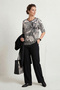 Women's Plus Size Lycra Crew Neck Mix Pattern Short Sleeve Mom T-Shirt Combed Cotton Blouse - 5