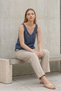 Women's Blue Plaid Strappy Blouse V-Neck Loose Summer Casual Cut Daily Vacation Combination Stylish Top Blouse - 4