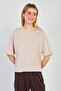 Women's crew neck oversized t-shirt - stone