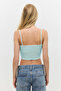 Square Neck Thin Strap Basic Crop Top - 4