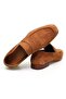 Tan Color Laceless Genuine Leather Suede Men's Shoes - 2
