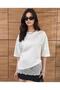 Ecru Modal Fabric Lace Detailed Soft Loose Cut Women's Blouse 0086
