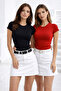 Women's Black-Red 2-Pack Slim Fit Cotton Crop T-Shirt - 7