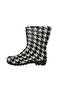 , Women's Black-White Patterned Short Garden Rain Boots Emek036-97 - 3