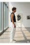 Men's White Linen Muslin Blend Wide Leg Trousers - 4