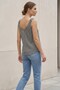 Women's Navy Blue Plaid Patterned Strappy Blouse V-Neck Summer Relaxed Fit Vacation Combination Stylish Top Blouse - 8
