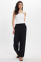 Women's Relax Fit Comfortable Cut Black Trousers with Elastic Waist - 2