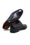 Dark Blue Color Lace-Up Genuine Leather Leather Sole Men's Shoes - 2