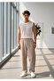 Men's Beige Linen Muslin Blend Wide Leg Trousers - 3