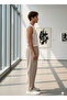 Men's Beige Linen Muslin Blend Wide Leg Trousers - 5