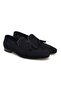 Dark Blue Color Laceless Genuine Leather Suede Men's Shoes
