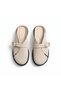 Beige Velvet Suede Buckle Women's Daily Comfortable Sabo Slippers - 2