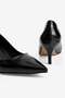 Women's Stiletto Pointed Toe Crocodile Patterned Heeled Shoes Dahlia Black - 3