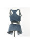 Trendy Stretch Denim Hollow Tank Top - 2
