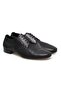 Black Color Lace-Up Genuine Leather Leather Sole Men's Shoes