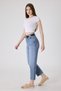Women's Blue Mom Jean Pants – High Waist Lycra Stretch Comfortable Fit Denim - 6