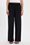 Women's Relax Fit Comfortable Cut Black Trousers with Elastic Waist