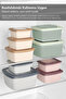 6-Piece Square Striped Microwave Lid Storage Container - Microwave Safe Organizer Food Container Gray - 4