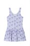Lilac Patterned Children's Swimsuit with Fır Fır Detail Skirt and Short Tights - 3