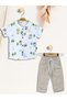 Baby Boy Linen Trousers and Shirt Set Summer Stylish Cotton 2-Piece Baby Combination Beige - 2