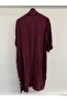 Women's Burgundy Italian Skirt with Button Slit, Long Oversized Linen Kaftan, Sizes 38 - 46 - 4