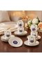Nazar Boncuğu Patterned Porcelain Coffee Cup Set with Gold Detail for 6 People - 5