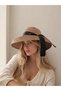 Straw Beige Hat with Pear Black Ribbon Band Summer Style - Premium Wide Brim - 2