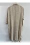 Women's Beige Italian Skirt with Button Slit, Long Oversized Linen Kaftan, Sizes 38 - 46 - 4