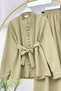 Women's Hijab Double Set Shirt Skirt with Belt, Button Detail, Stylish and Elegant Combination - 6
