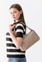 Nova Soft Leather Look Mink Women's Baguette Handbag and Shoulder Bag with Staple Detail - 4