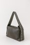 Nova Soft Leather Look Green Women's Baguette Handbag and Shoulder Bag with Staple Detail