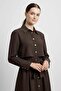 Women's Shirt Collar Buttoned Waist Tie Long Dress Brown 32454 - 2