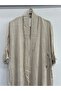 Women's Beige Italian Skirt with Button Slit, Long Oversized Linen Kaftan, Sizes 38 - 46 - 3