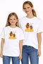 Mother Daughter Combination Oversize T-Shirt Twin T-Shirt Yellow Dress Printed (Single Price)
