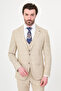 Plaid Slim Fit Mono Collar Men's Suit Beige - 45472.26Y - 4