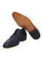 Dark Blue Color Lace-Up Genuine Leather Leather Sole Men's Shoes - 3