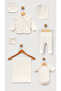 Neu Ki̇ds- Reported Heart Printed 7-Piece Hospital Release Newborn Set