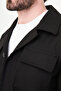 Straight Slim Fit Shirt Collar Hidden Button Men's Coat Black - 39667.26Y - 2