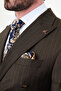 Striped Slim Fit Wide Collar Double Breasted Premium Wool Men's Suit Brown - 44318.26Y - 2
