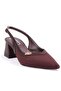 Dza07-1296034 Brown 7 cm Thick Heeled Classic Women's Shoes