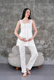 New Season Ecru Maternity Summer Elegant Lace Design Buttoned Dressing Gown Pajama Set - 7